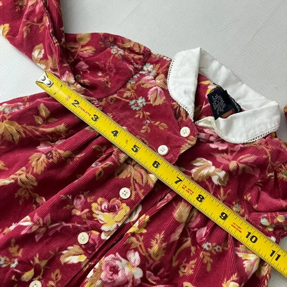 Ralph Lauren Floral Corduroy Floral  Dress‎ Baby Girls 6-12 Months